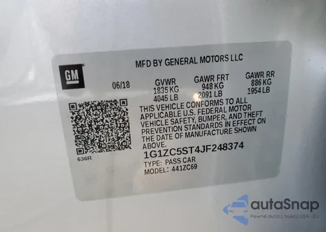 2018 Chevrolet Malibu Ls from USA, damaged, VIN 1G1ZC5ST4JF248374